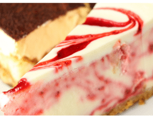 Raspberry Drizzled Cheesecake